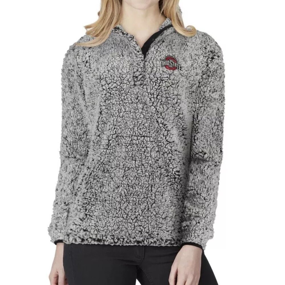 Ohio State OSU Buckeyes LS Quarter Button Sherpa Jacket Pullover - Size M